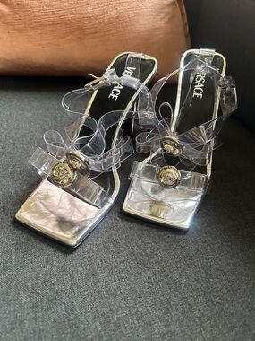 Versace Gianni Ribbon Transparent Sandals